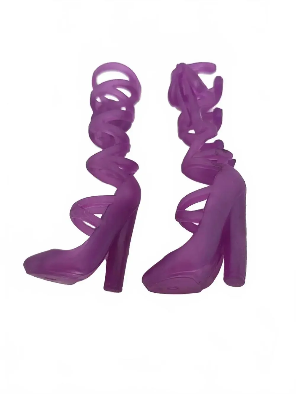 Purple Spiral Strap High Heel Barbie Doll Shoes Heel 1 Pair